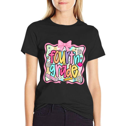 Fourth Grade Floral Coquette 4th Grade Girls Back To School  Easy-care T-Shirt