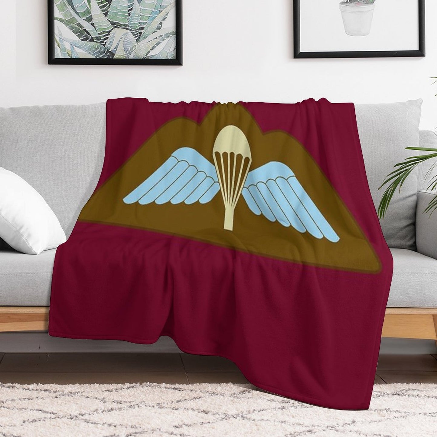 Parachutist Badge with Wings - Airborne Qualified (United Kingdom) Throw Blanket