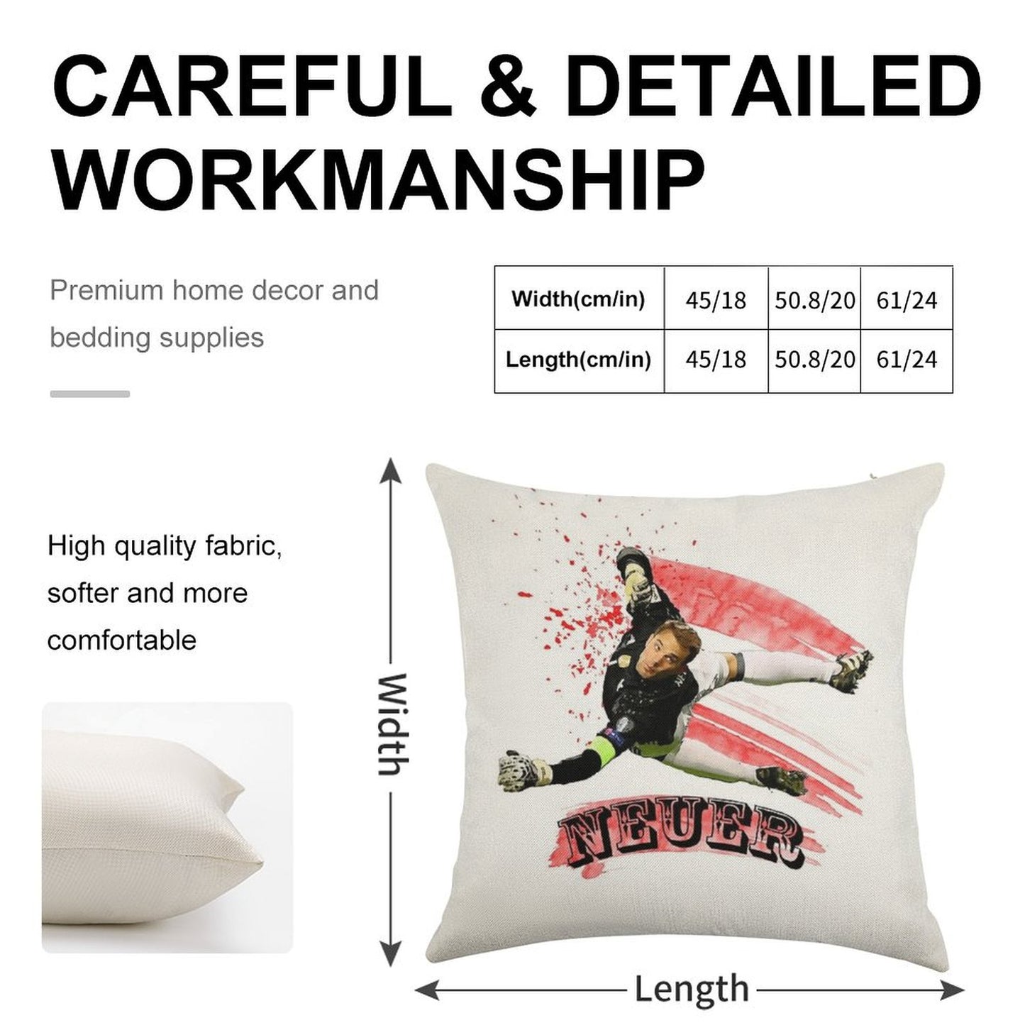 Manuel Neuer Linen Throw Pillow Cover