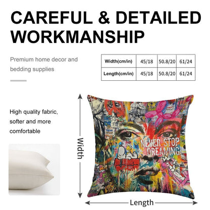 Banksy Inspired Pop Art Linen Throw Pillow Cover