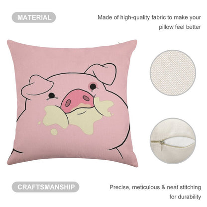 Waddles The Pig From Gravity Falls Linen Throw Pillow Cover