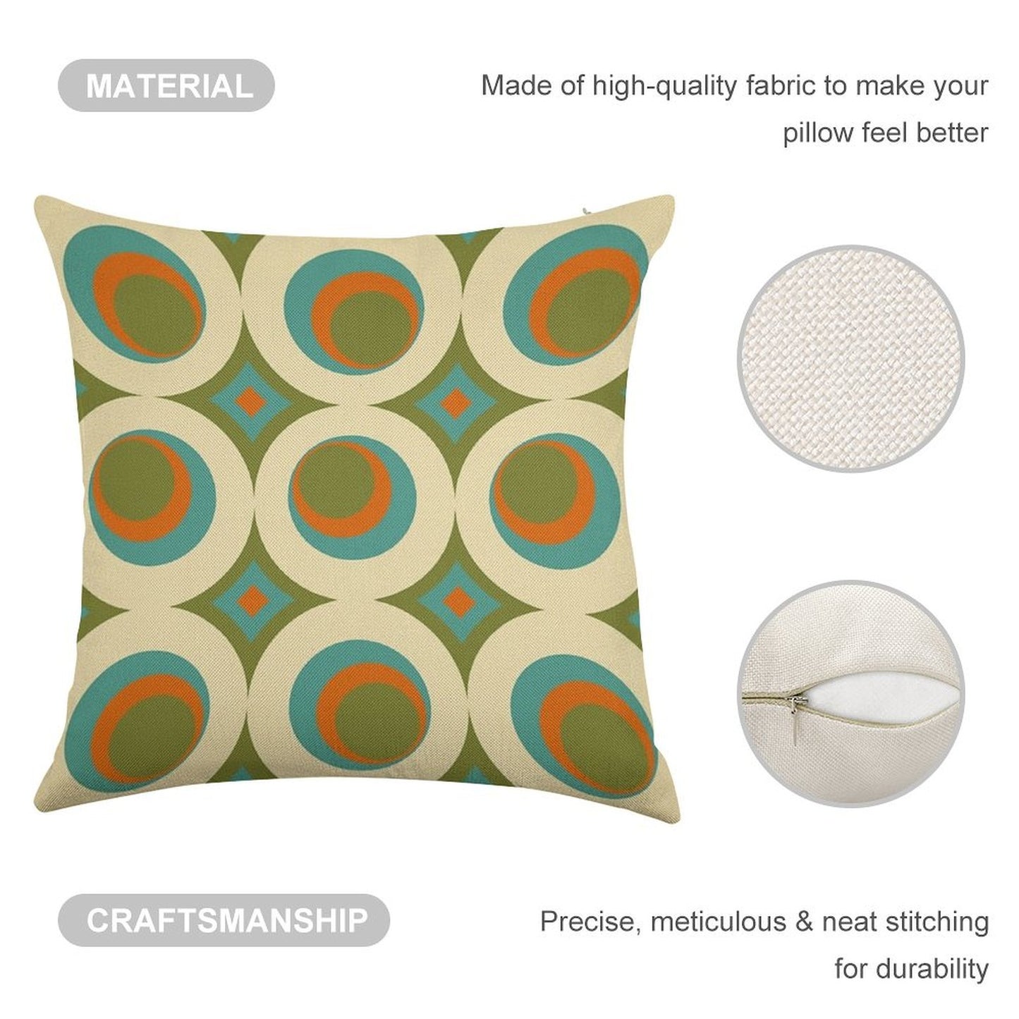 Mid-Century Modern Funk 2 Linen Throw Pillow Cover