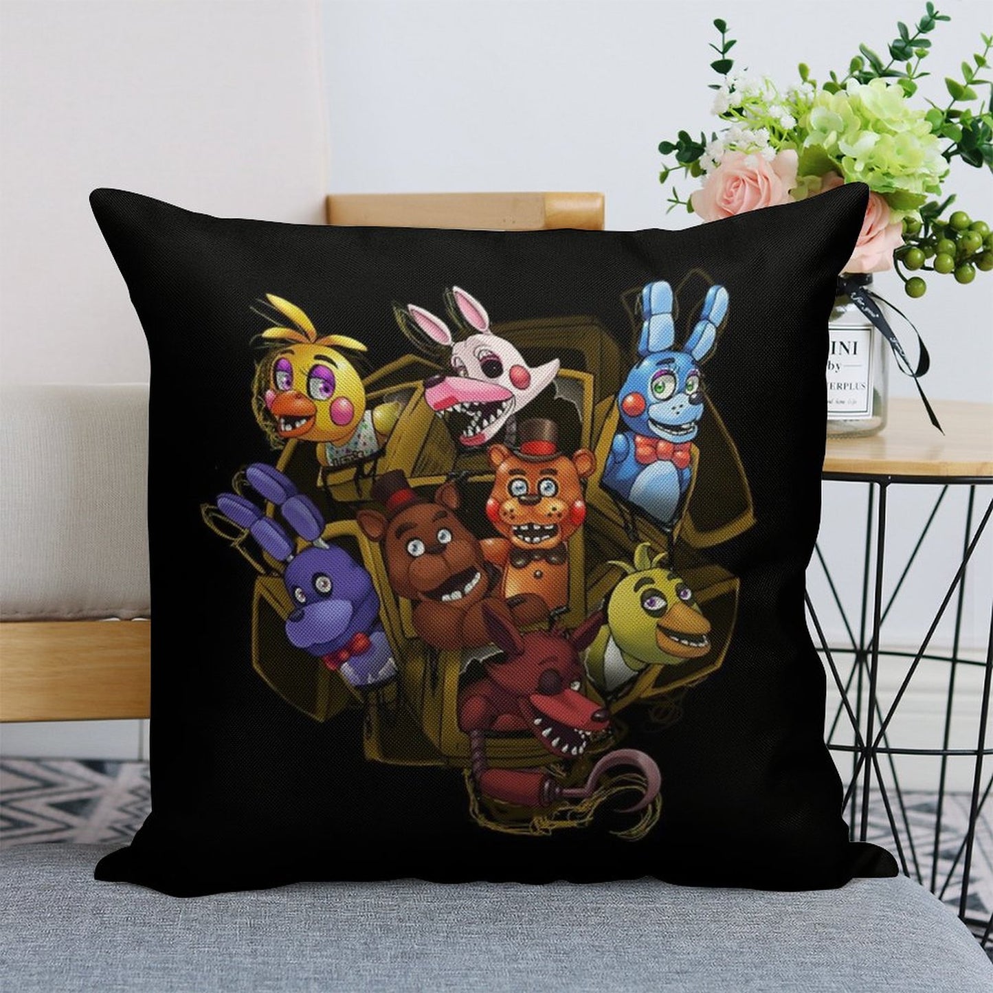 Five Nights at Freddy's 2 Linen Throw Pillow Cover