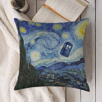 Vincent And The Doctor Linen Throw Pillow Cover
