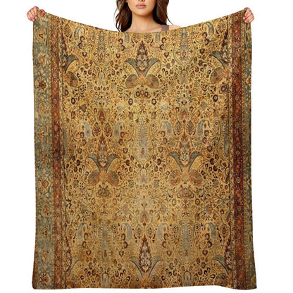 Antique Persian Khorassan Rug Print Throw Blanket