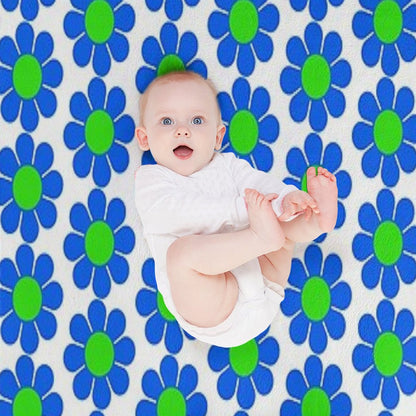 Blue Green Hippy Flower Daisy Throw Blanket