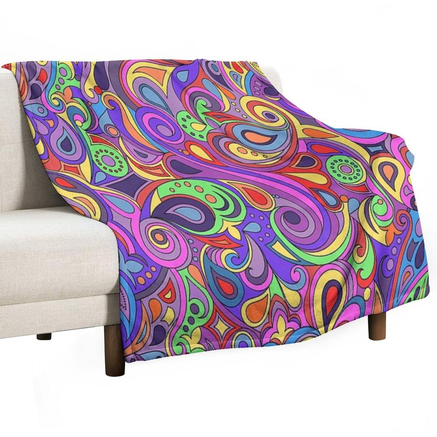 Groovy Psychedelic Hippy Paisley Pattern Throw Blanket