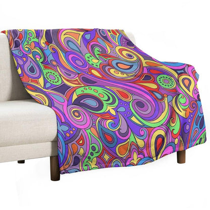 Groovy Psychedelic Hippy Paisley Pattern Throw Blanket