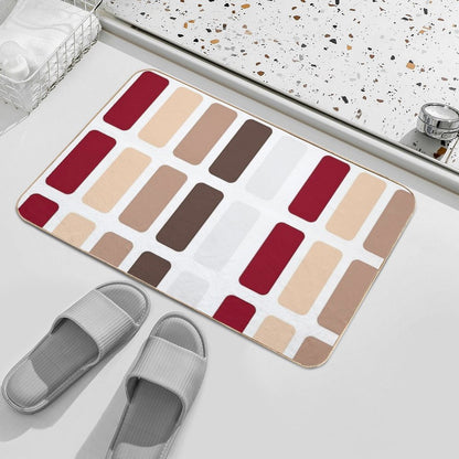 Red And Brown Rectangles Color Block Chic Bath Mat
