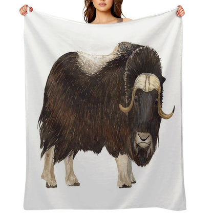 MUSK OX-Ovibos Moschatus Throw Blanket
