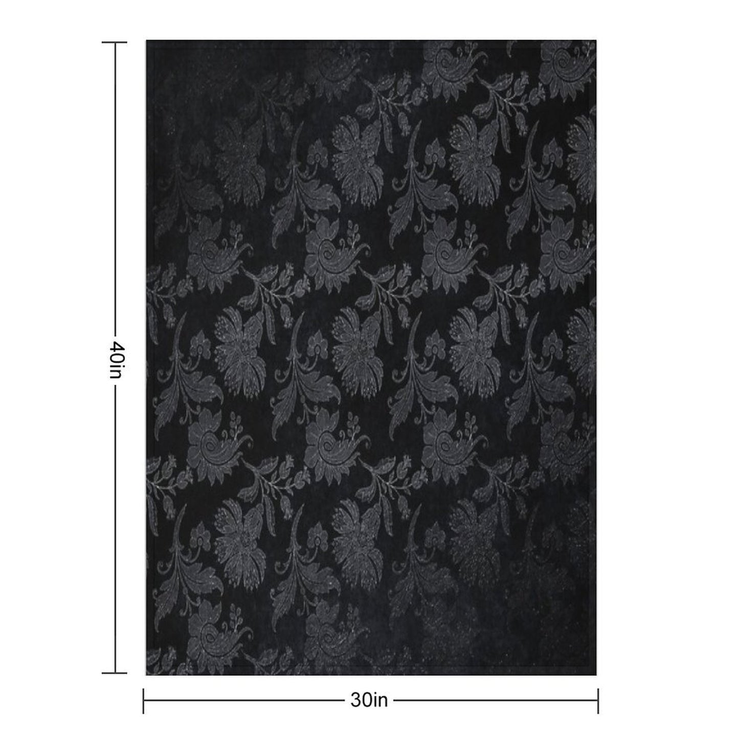 Black And Silver Vintage Damask Throw Blanket