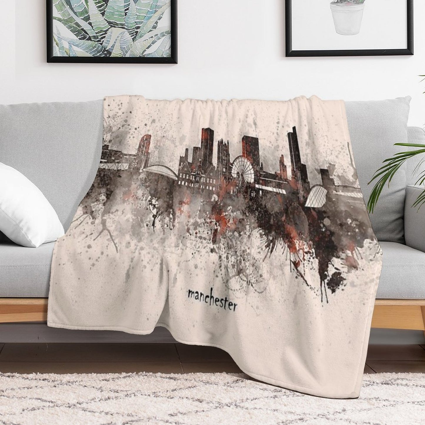 Manchester Skyline Throw Blanket