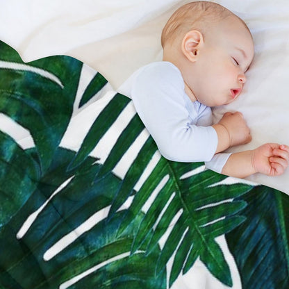 Tropical Nature Monstera Watercolor Painting, Botanical Jungle Dark Palm Illustration Throw Blanket