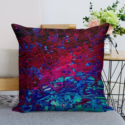 ETERNAL TIDE Bold Rich Colorful Deep Purple Fuchsia Magenta Turquoise Royal Blue Ombre Waves Abstract Acrylic Painting Linen Throw Pillow Cover