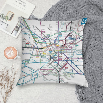 London AllRail Map Soft High-Density Material Throw Pillow