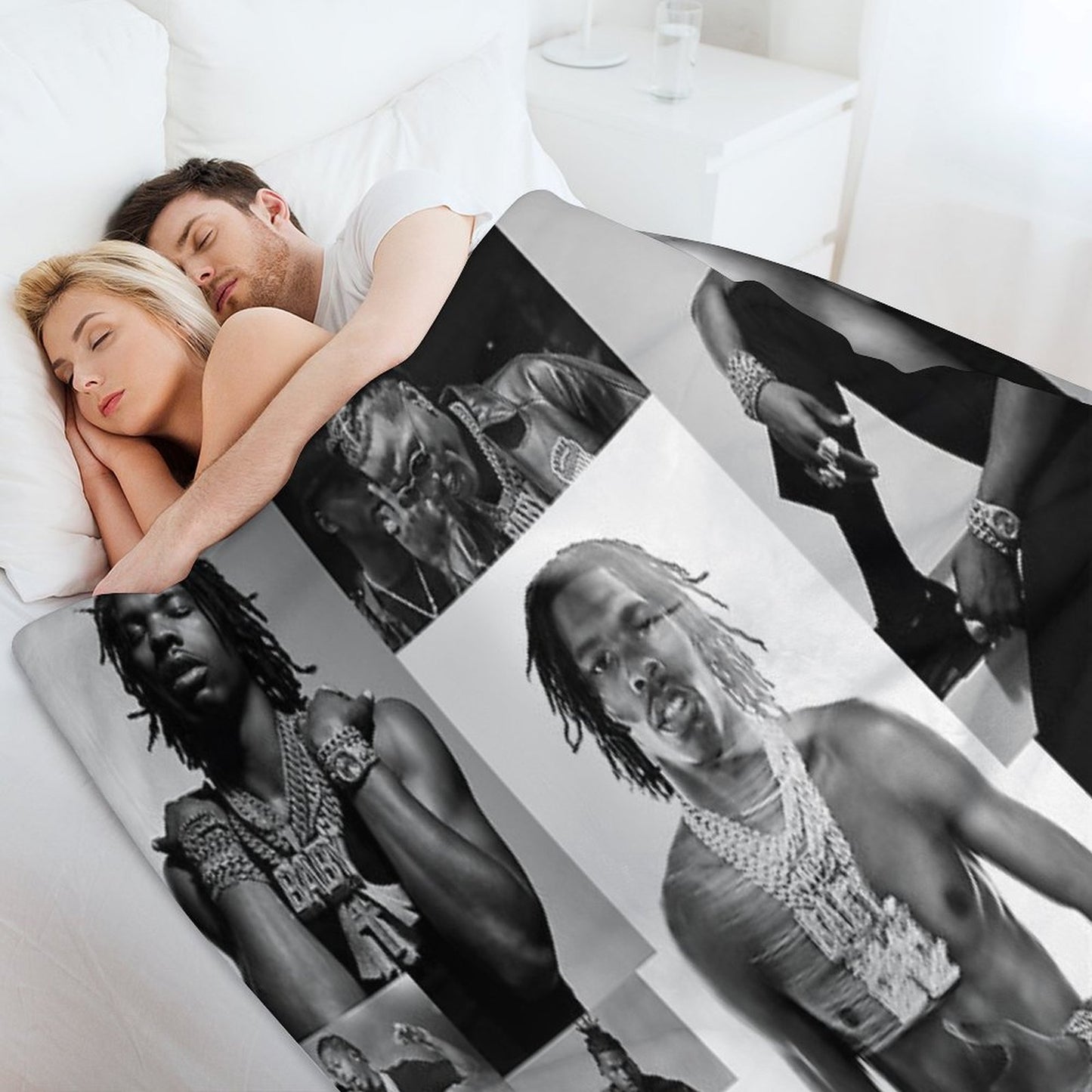 Lil Baby  B&W Collage Throw Blanket