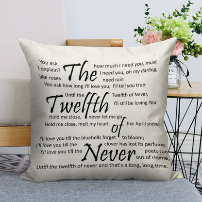 The Twelfth of Never Linen Throw Pillow Cover