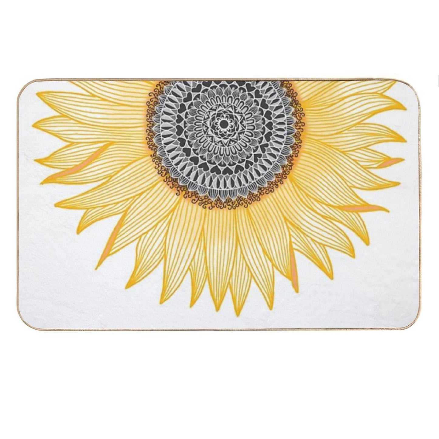 Golden Mandala Sunflower Bath Mat