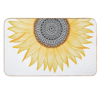 Golden Mandala Sunflower Bath Mat