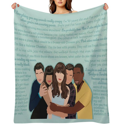 New Girl Cast And Quotes Throw Blanket
