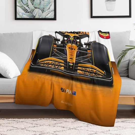 Oscar Piastri 2024 Formula 1 McLaren Racing Car Throw Blanket