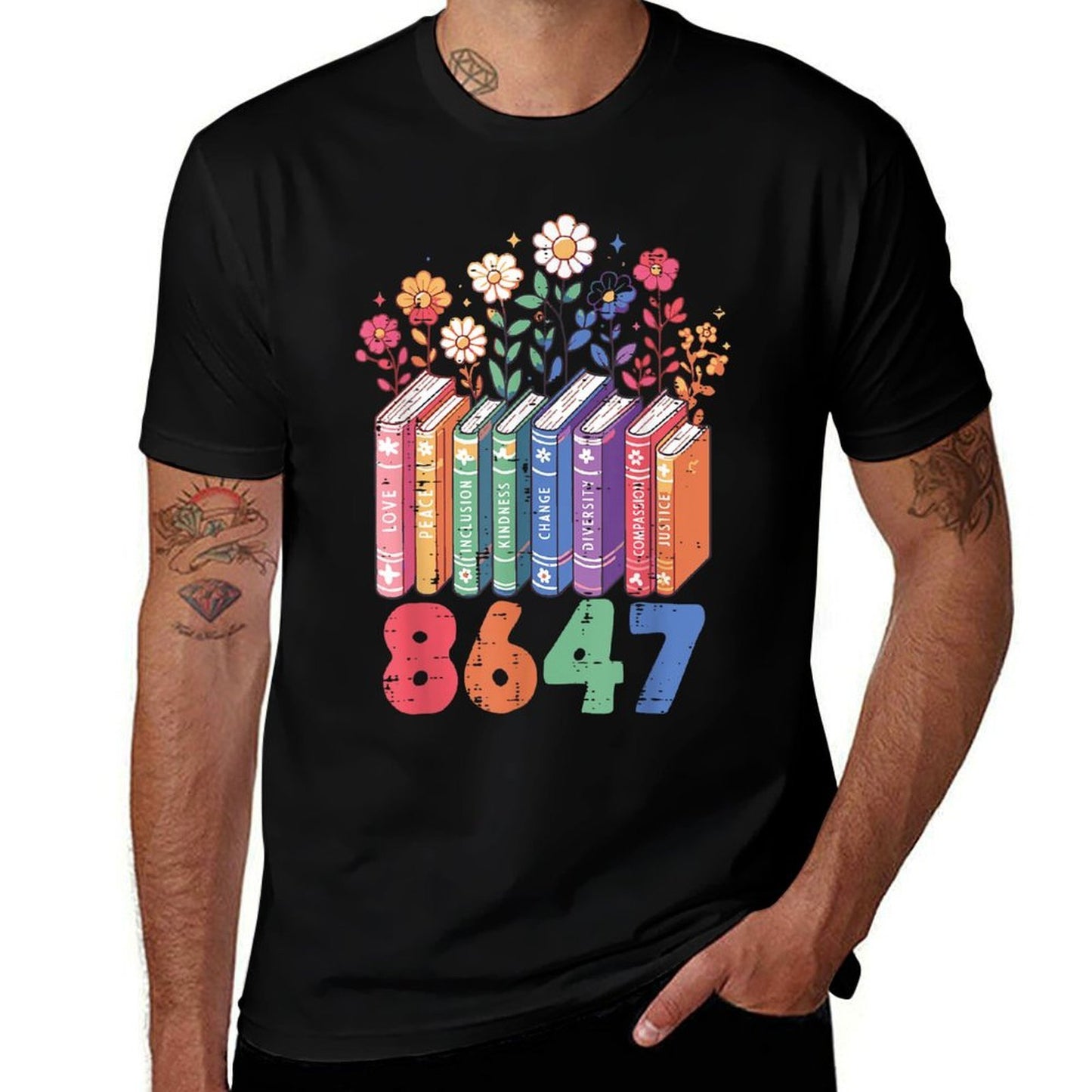 Resist 8647 Books Love Peace Protest Anti Women Girls  Eco-friendly Material T-Shirt