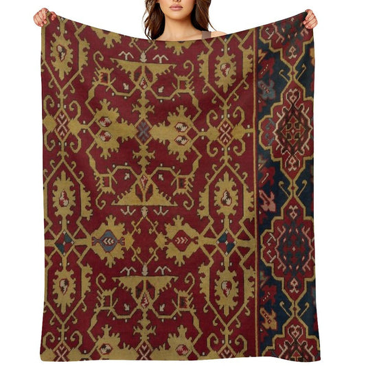 Vintage Oriental Carpet Throw Blanket