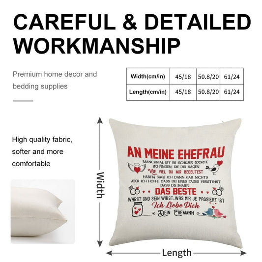 Gift for My Wife Perfect Gift Linen Throw Pillow Cover