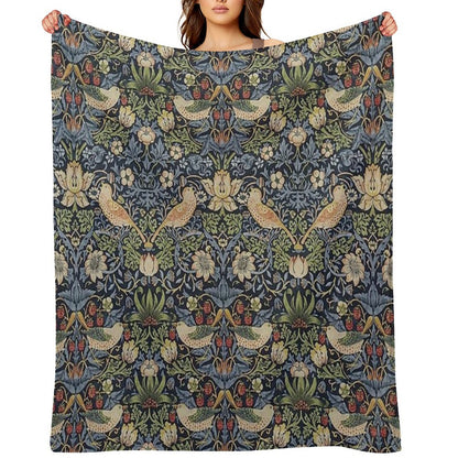 William Morris Strawberry Thief Pattern Throw Blanket