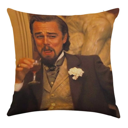 Leonardo DiCaprio Meme Linen Throw Pillow Cover