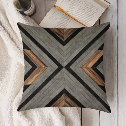 Urban Tribal Pattern No.2 - Concrete And Wood Linen Throw Pillow Cover