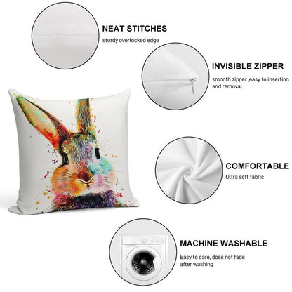 Rabbit Watercolor Art Work Soft Warmth Comfort Throw Pillow