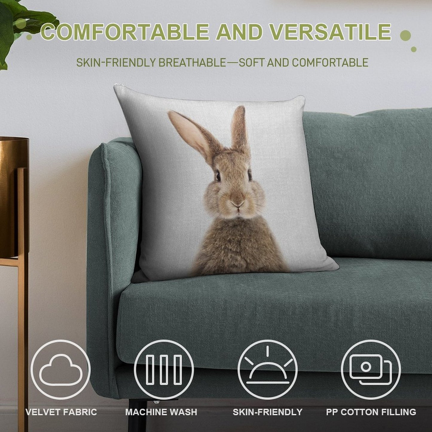 Rabbit - Colorful Soft Shrink-Resistant Throw Pillow