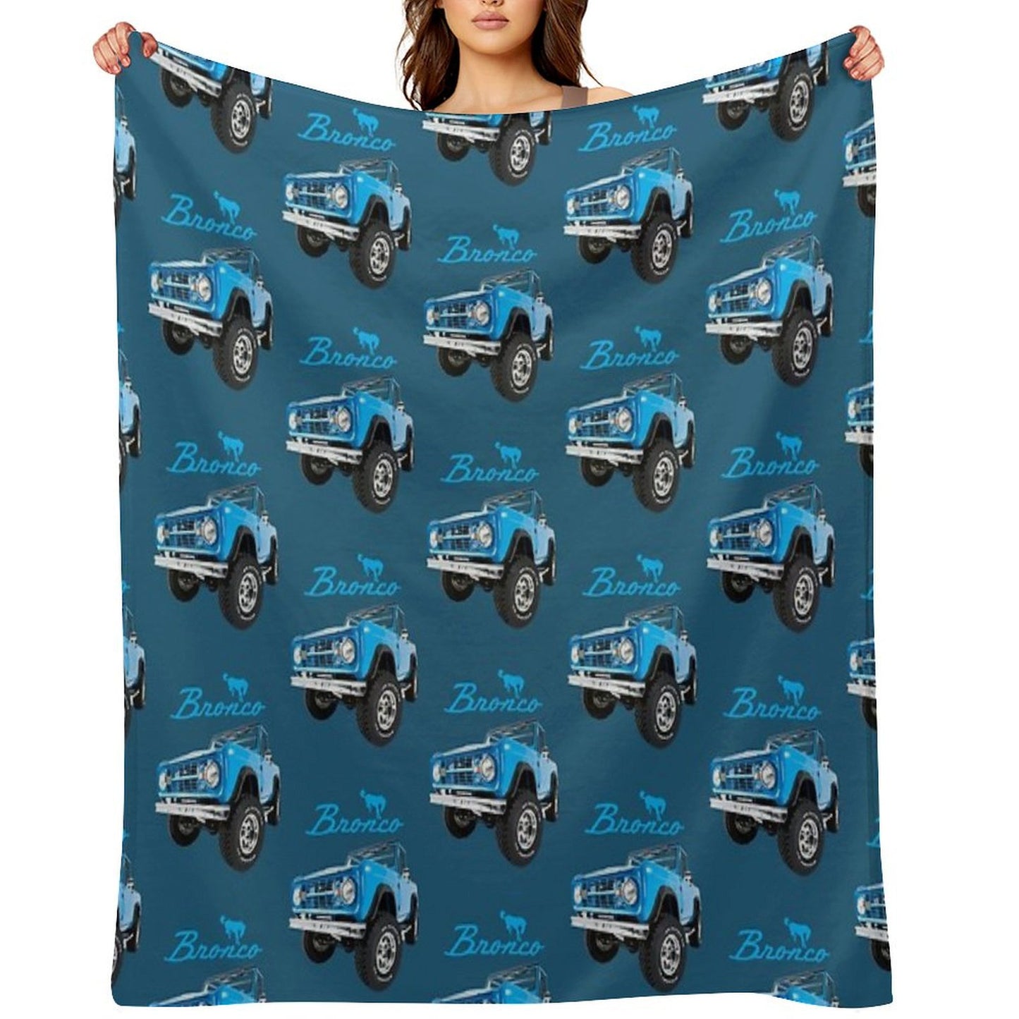Blue Bronco Retro Bronco Throw Blanket