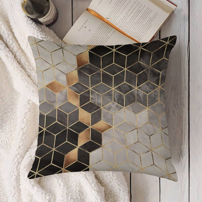 Smoky Cubes Linen Throw Pillow Cover