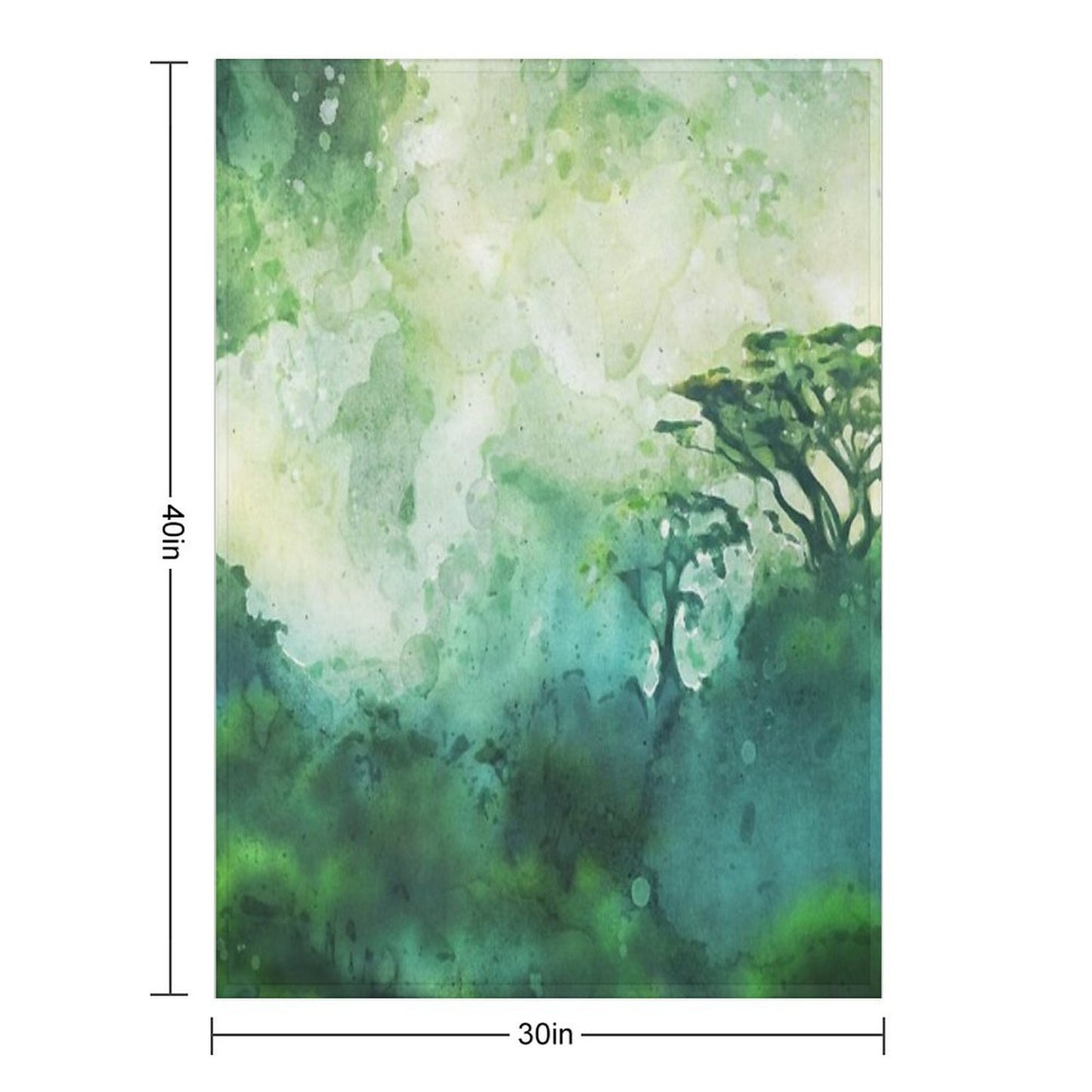 Green Forest_watercolor Painting Throw Blanket
