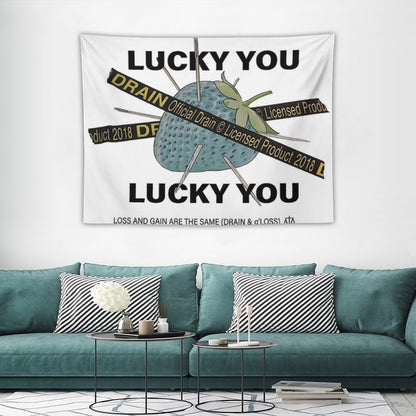 Bladee Drain Gang Lucky You Strawberry Logo Tapestry