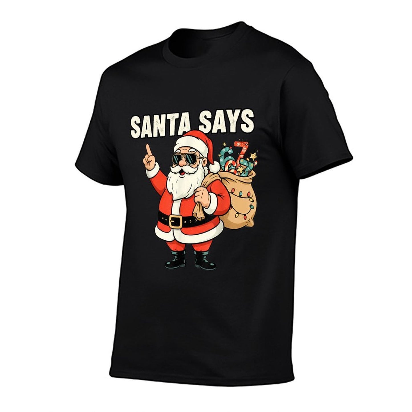 Funny Christmas Santa Says 67 Six Seven Meme  Summer-ready Fabric T-Shirt