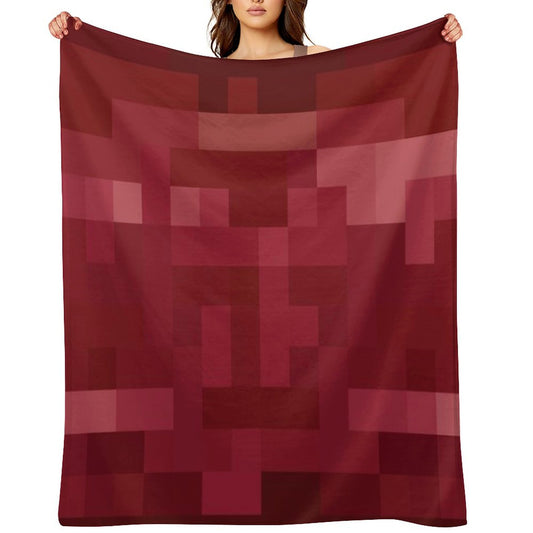 Red And White Pixel  Design Throw Blanket