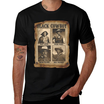 Black Cowboy Western Rodeo Melanin Black History Texas Men  Oversized Silhouette T-Shirt