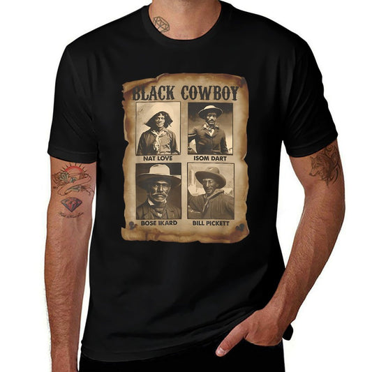 Black Cowboy Western Rodeo Melanin Black History Texas Men  Oversized Silhouette T-Shirt