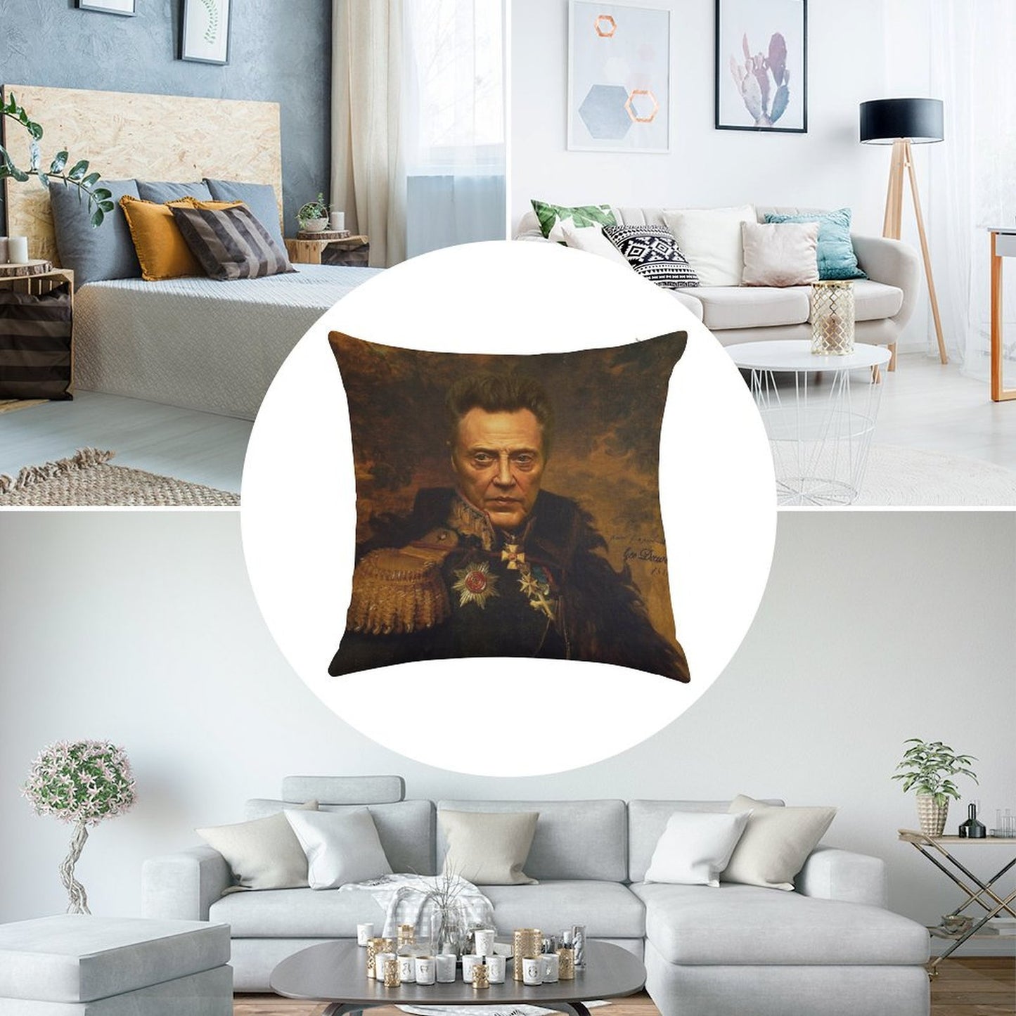 Christopher Walken - Replaceface Linen Throw Pillow Cover
