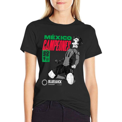 2025 CONCACAF Vs Blue Lock Mexico Gold Cup Champions  Rolled Sleeves T-Shirt