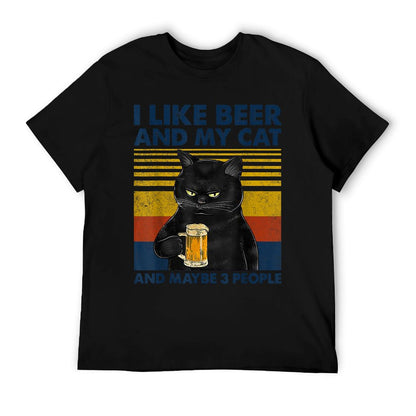 I Like Beer My Cat And Maybe 3 People Funny Cat Lovers Gift T-Shirt