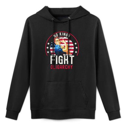 Vintage No Kings Fight Oligarchy Woman's Girl America Breathable Fabric Hoodie