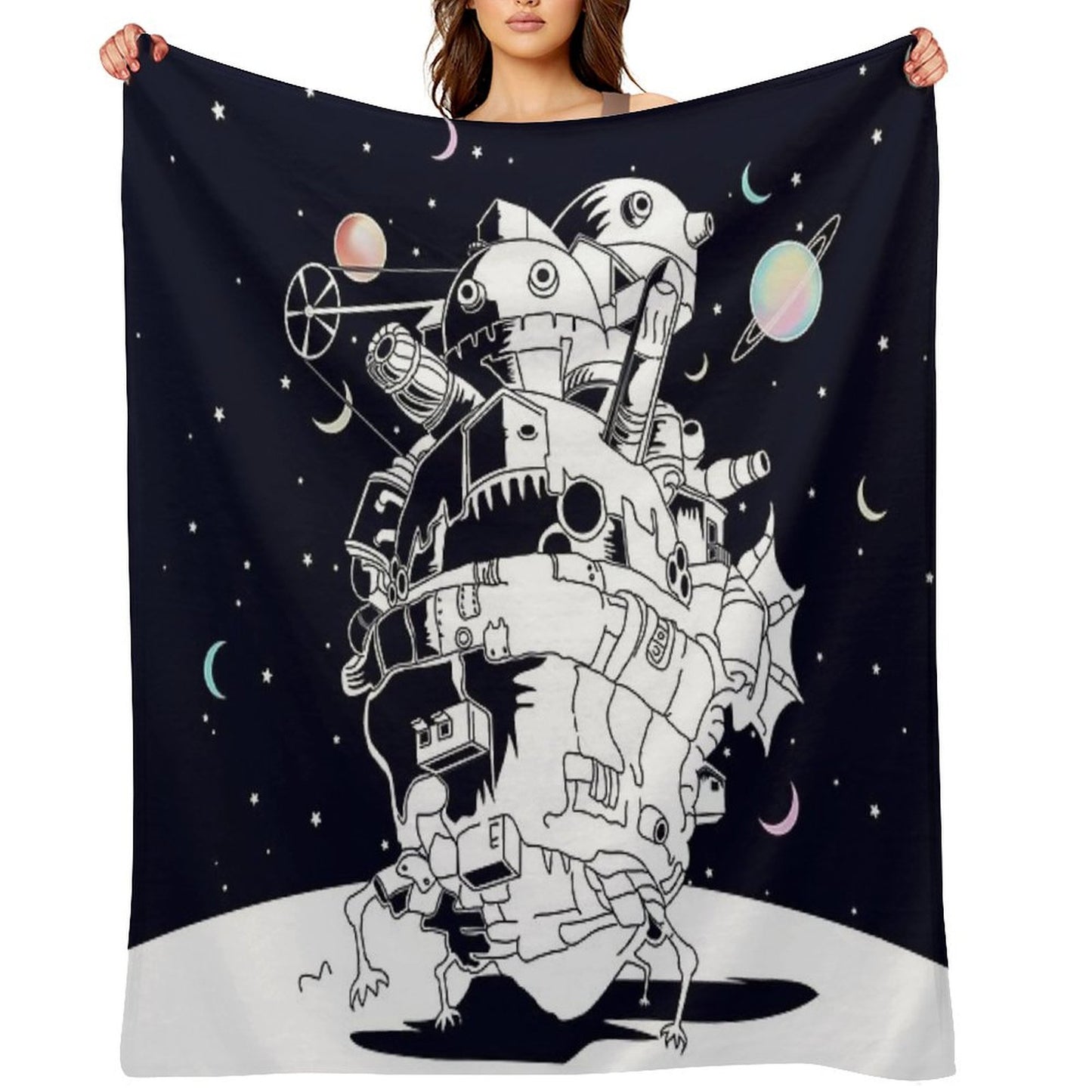 Castle in A Starry Night Throw Blanket