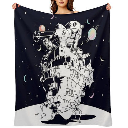 Castle in A Starry Night Throw Blanket