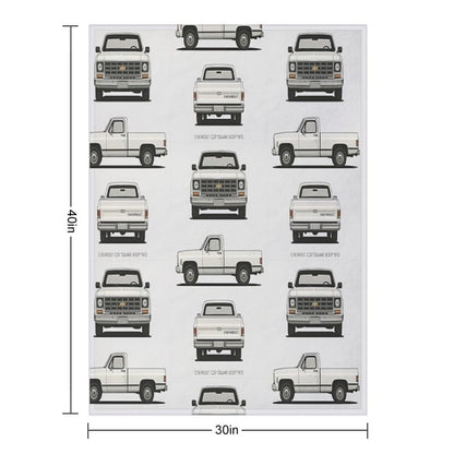 1973 C20 Square Body – Classic Chevy Pickup Triple-View Throw Blanket