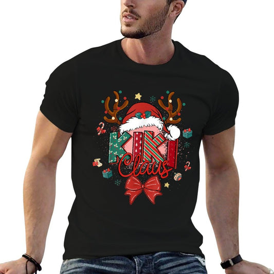 Christmas Kiki Claus Coquette Bow Reindeer Xmas Women  Heathered Texture T-Shirt