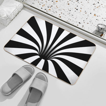 Optical Illusion Black Hole Lines (BlackWhite) Bath Mat